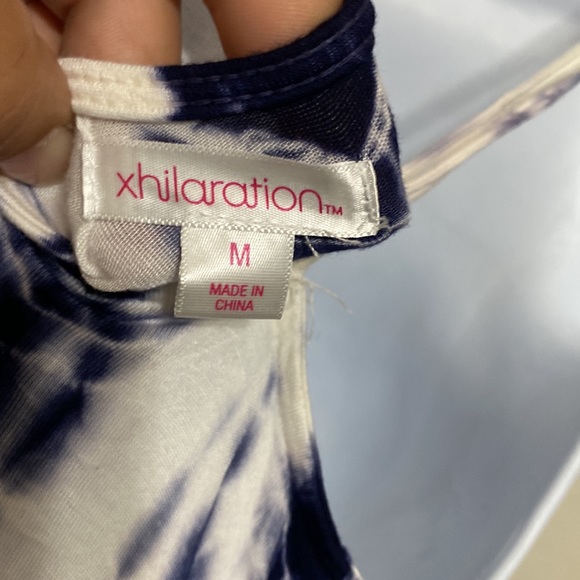 Xhilaration long Dress/ spaghetti straps/ white and blue Tie-dye size medium - Picture 5 of 5